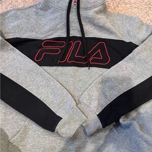Fila Gray and Black Sweatshirt with Red Logo